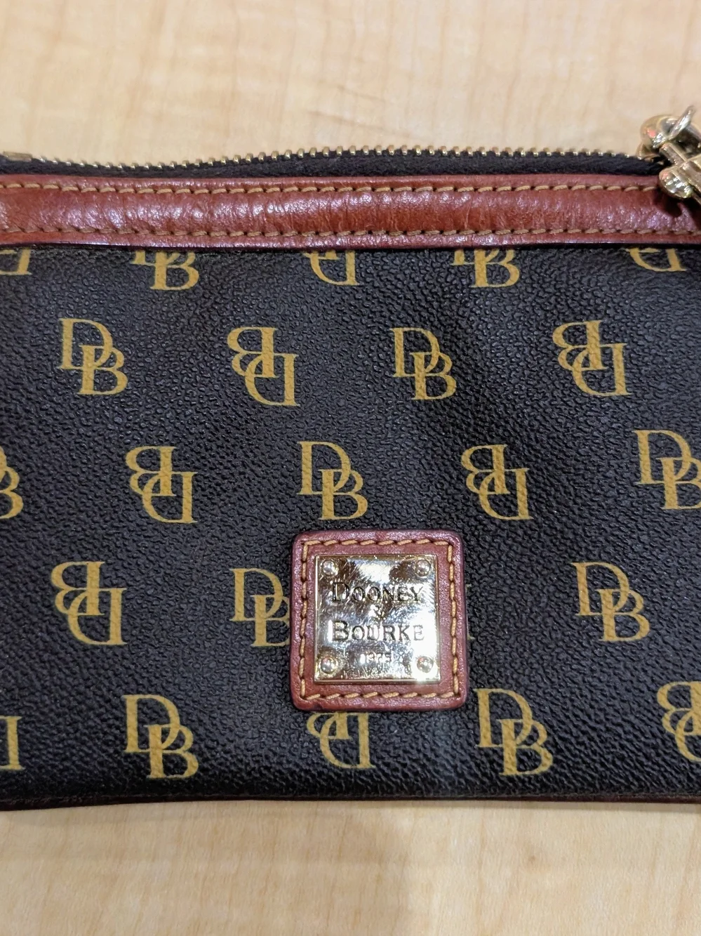 Dooney & Bourke Brown Logo Wristlet